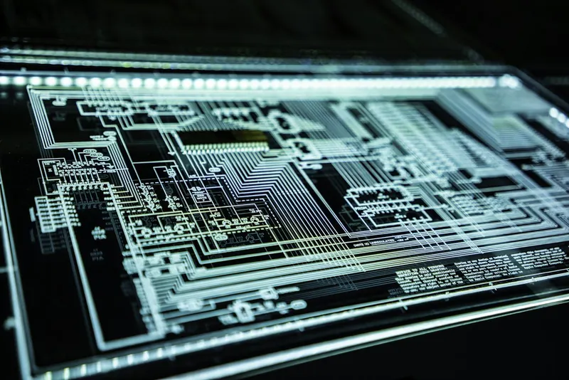 Close-up of an illuminated circuit board